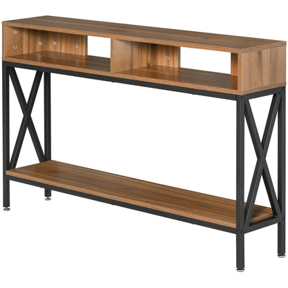 Industrial Multi-storage Entryway Console Table 120 x 23.5 x 75 cm Walnut Wood