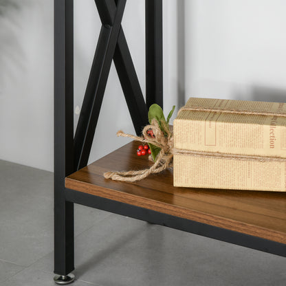 Industrial Multi-storage Entryway Console Table 120 x 23.5 x 75 cm Walnut Wood