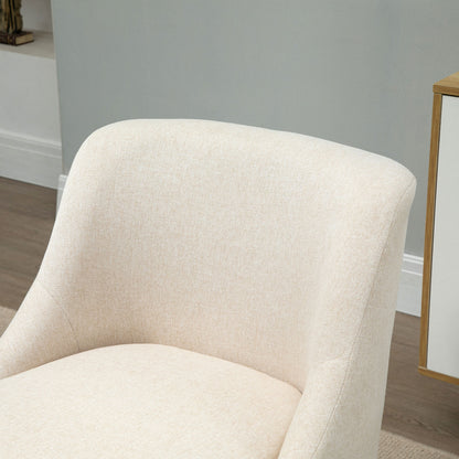 Lounge Chair with Linen Look, Armrest, Padded Recliner with Wooden Legs, for Living Room, Bedroom, Cream White