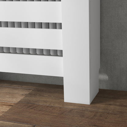 Radiator Cover, Radiator Cabinet, Horizontal Slatted Grill, with Drawer, for Living Room, Bedroom, Hallway, Wood, 78 x 19 x 95.5 cm, White