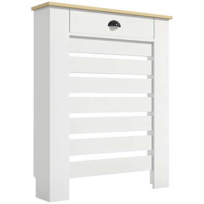Radiator Cover, Radiator Cabinet, Horizontal Slatted Grill, with Drawer, for Living Room, Bedroom, Hallway, Wood, 78 x 19 x 95.5 cm, White