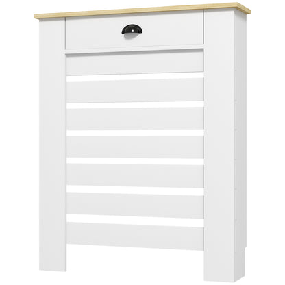 Radiator Cover, Radiator Cabinet, Horizontal Slatted Grill, with Drawer, for Living Room, Bedroom, Hallway, Wood, 78 x 19 x 95.5 cm, White