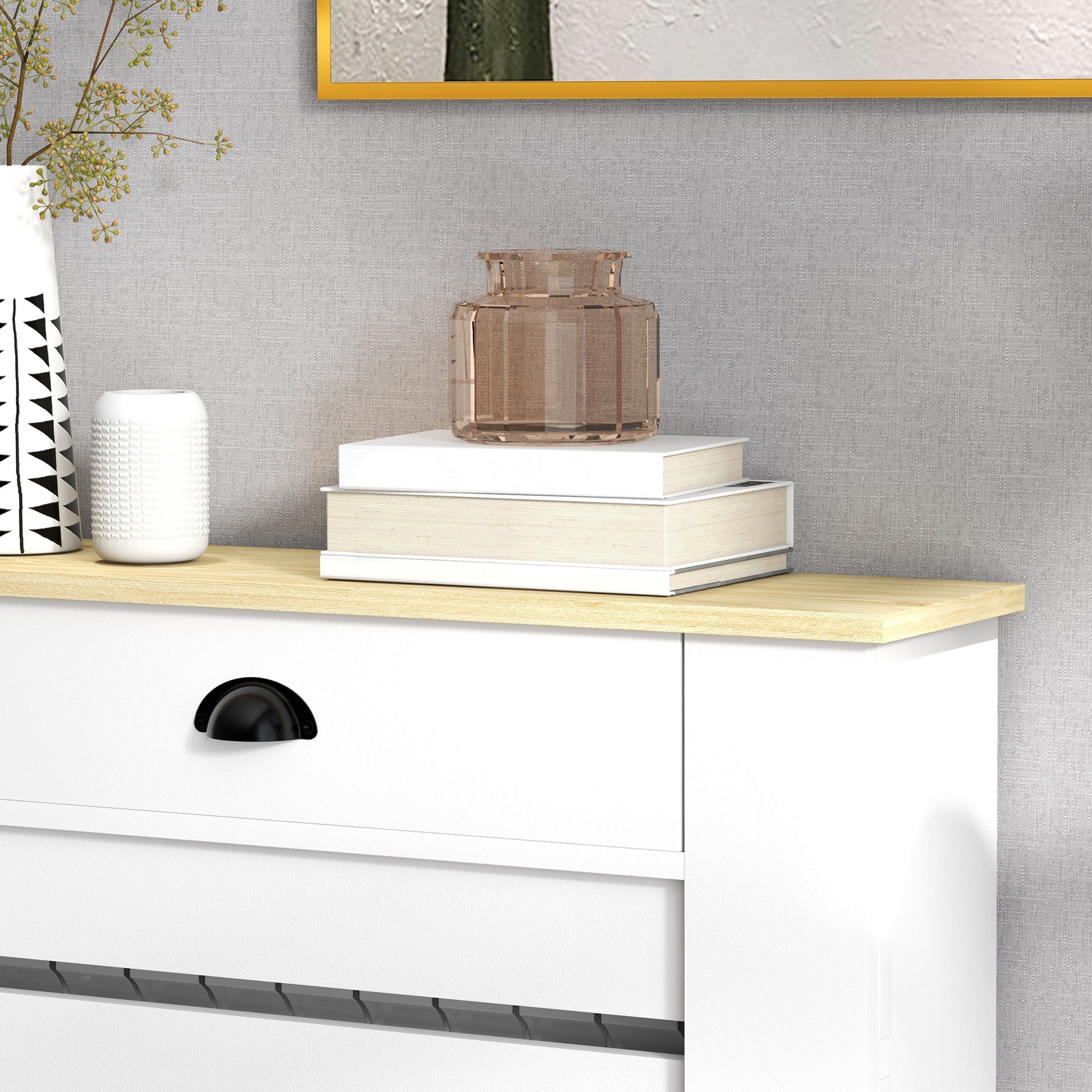 Radiator Cover, Radiator Cabinet, Horizontal Slatted Grill, with Drawer, for Living Room, Bedroom, Hallway, Wood, 78 x 19 x 95.5 cm, White