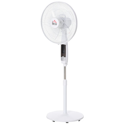 Standing Fan 138 cm Fan with 7.5h Timer remote control adjustable height Fan with LED Display 3 Speeds Steel White