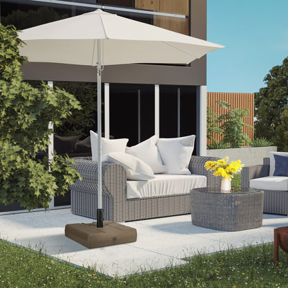 Fillable Garden Umbrella Base with Built-in Handle and Side Spout, HDPE Umbrella Stand, for Umbrella Poles of Ø28/38/48 mm, 49x49x36.5 cm, Brown