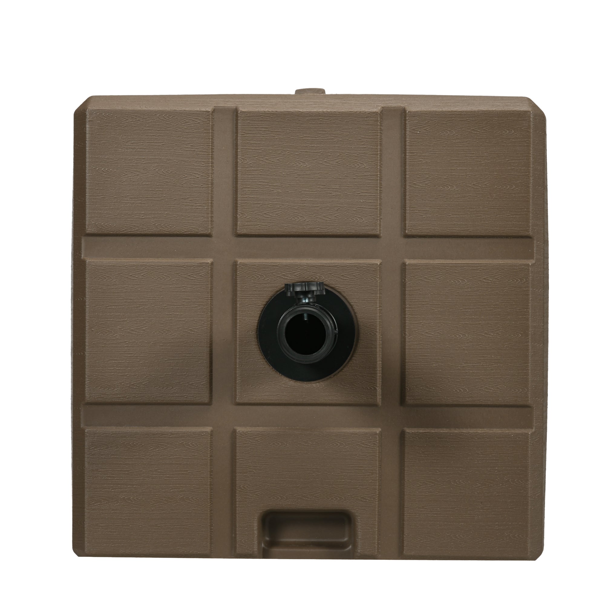 Fillable Garden Umbrella Base with Built-in Handle and Side Spout, HDPE Umbrella Stand, for Umbrella Poles of Ø28/38/48 mm, 49x49x36.5 cm, Brown