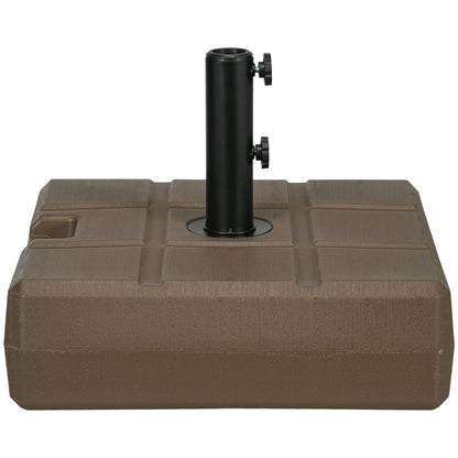 Fillable Garden Umbrella Base with Built-in Handle and Side Spout, HDPE Umbrella Stand, for Umbrella Poles of Ø28/38/48 mm, 49x49x36.5 cm, Brown
