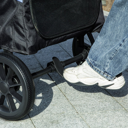 Dog Stroller Folding Stroller for Large Dogs up to 30 kg with Large Wheels Safety Straps Shock Absorber Washable Cushion 124x67x100 cm Blue