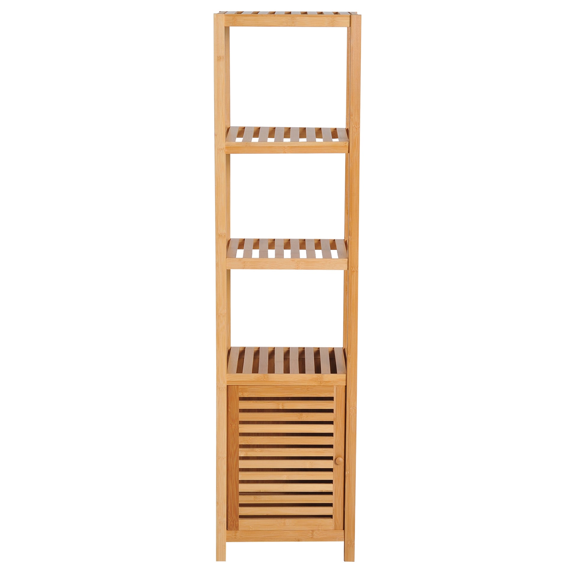 Bathroom Cabinet Slim, Tall Toilet Cabinet with 3 Open Shelves, Bamboo Bathroom Cabinet for Small Spaces, Living Room, Bathroom 36 x 33 x 140 cm Natural