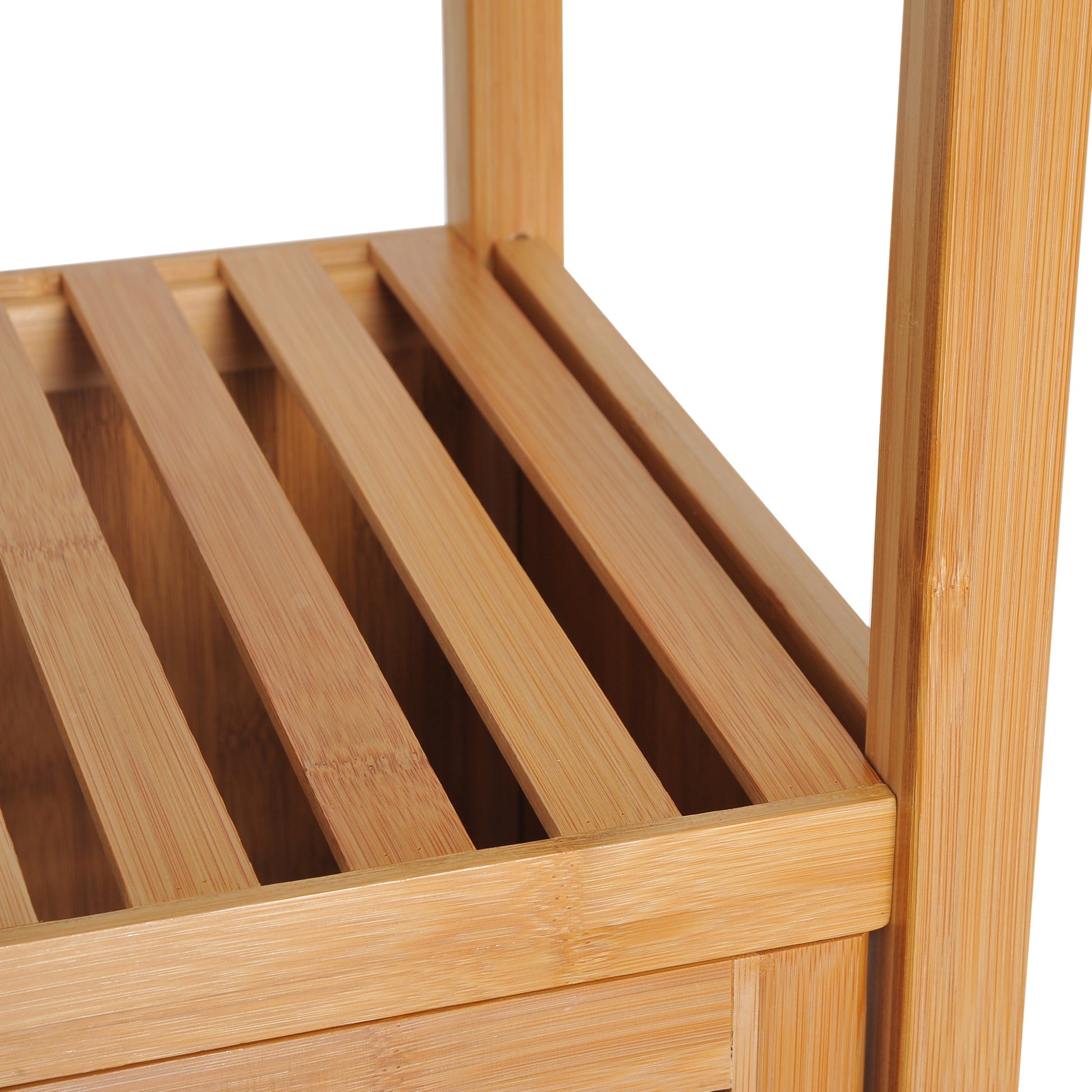 Bathroom Cabinet Slim, Tall Toilet Cabinet with 3 Open Shelves, Bamboo Bathroom Cabinet for Small Spaces, Living Room, Bathroom 36 x 33 x 140 cm Natural