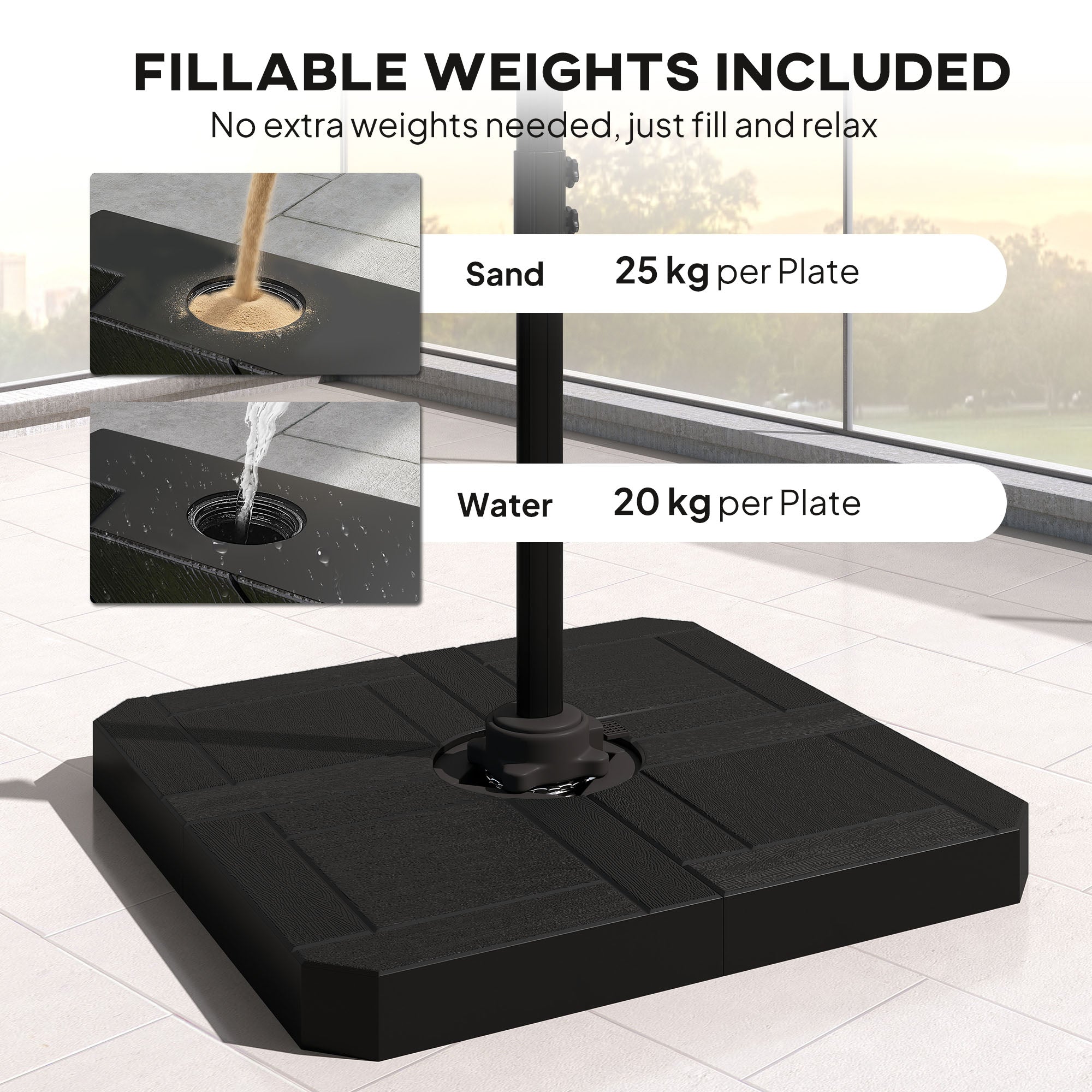 Aluminum Cantilever Umbrella Ø244 cm (8 ft) with Crank, Base Weights, Water-Resistant, 360° Swivel, Tiltable - Garden & Patio Parasol, Wind-Resistant, Dark Gray