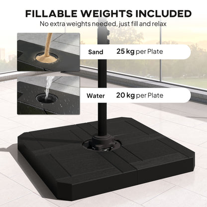 Aluminum Cantilever Umbrella Ø244 cm (8 ft) with Crank, Base Weights, Water-Resistant, 360° Swivel, Tiltable - Garden & Patio Parasol, Wind-Resistant, Dark Gray