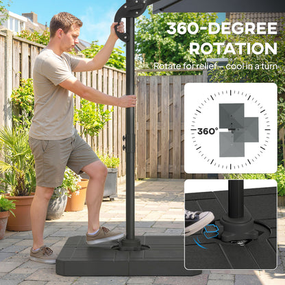 Aluminum Cantilever Umbrella Ø244 cm (8 ft) with Crank, Base Weights, Water-Resistant, 360° Swivel, Tiltable - Garden & Patio Parasol, Wind-Resistant, Dark Gray