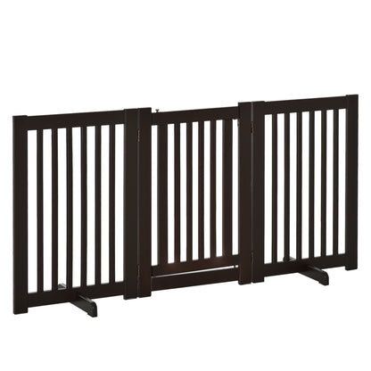 Wooden Barrier Gate Freestanding Pet Gate for Dogs Door Guard Adjustable Dog Gate Stair Gate with Feet Foldable Fireplace Gate for Stove Dark Brown 155 x 1.5 x 76 cm