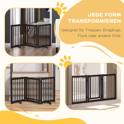 Wooden Barrier Gate Freestanding Pet Gate for Dogs Door Guard Adjustable Dog Gate Stair Gate with Feet Foldable Fireplace Gate for Stove Dark Brown 155 x 1.5 x 76 cm