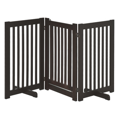 Wooden Barrier Gate Freestanding Pet Gate for Dogs Door Guard Adjustable Dog Gate Stair Gate with Feet Foldable Fireplace Gate for Stove Dark Brown 155 x 1.5 x 76 cm