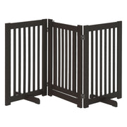 Wooden Barrier Gate Freestanding Pet Gate for Dogs Door Guard Adjustable Dog Gate Stair Gate with Feet Foldable Fireplace Gate for Stove Dark Brown 155 x 1.5 x 76 cm