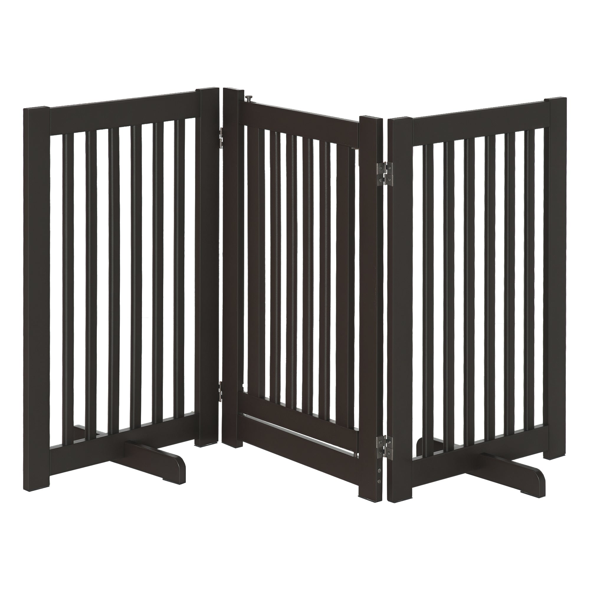 Wooden Barrier Gate Freestanding Pet Gate for Dogs Door Guard Adjustable Dog Gate Stair Gate with Feet Foldable Fireplace Gate for Stove Dark Brown 155 x 1.5 x 76 cm