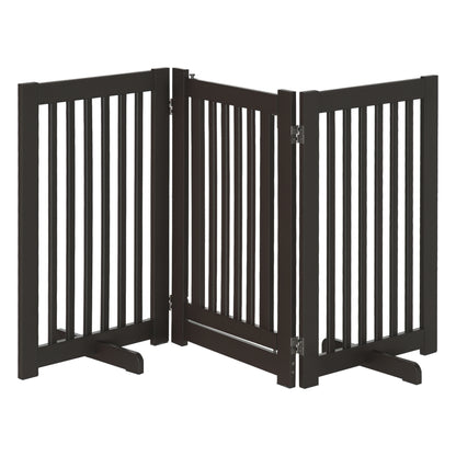 Wooden Barrier Gate Freestanding Pet Gate for Dogs Door Guard Adjustable Dog Gate Stair Gate with Feet Foldable Fireplace Gate for Stove Dark Brown 155 x 1.5 x 76 cm