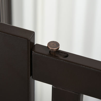 Wooden Barrier Gate Freestanding Pet Gate for Dogs Door Guard Adjustable Dog Gate Stair Gate with Feet Foldable Fireplace Gate for Stove Dark Brown 155 x 1.5 x 76 cm