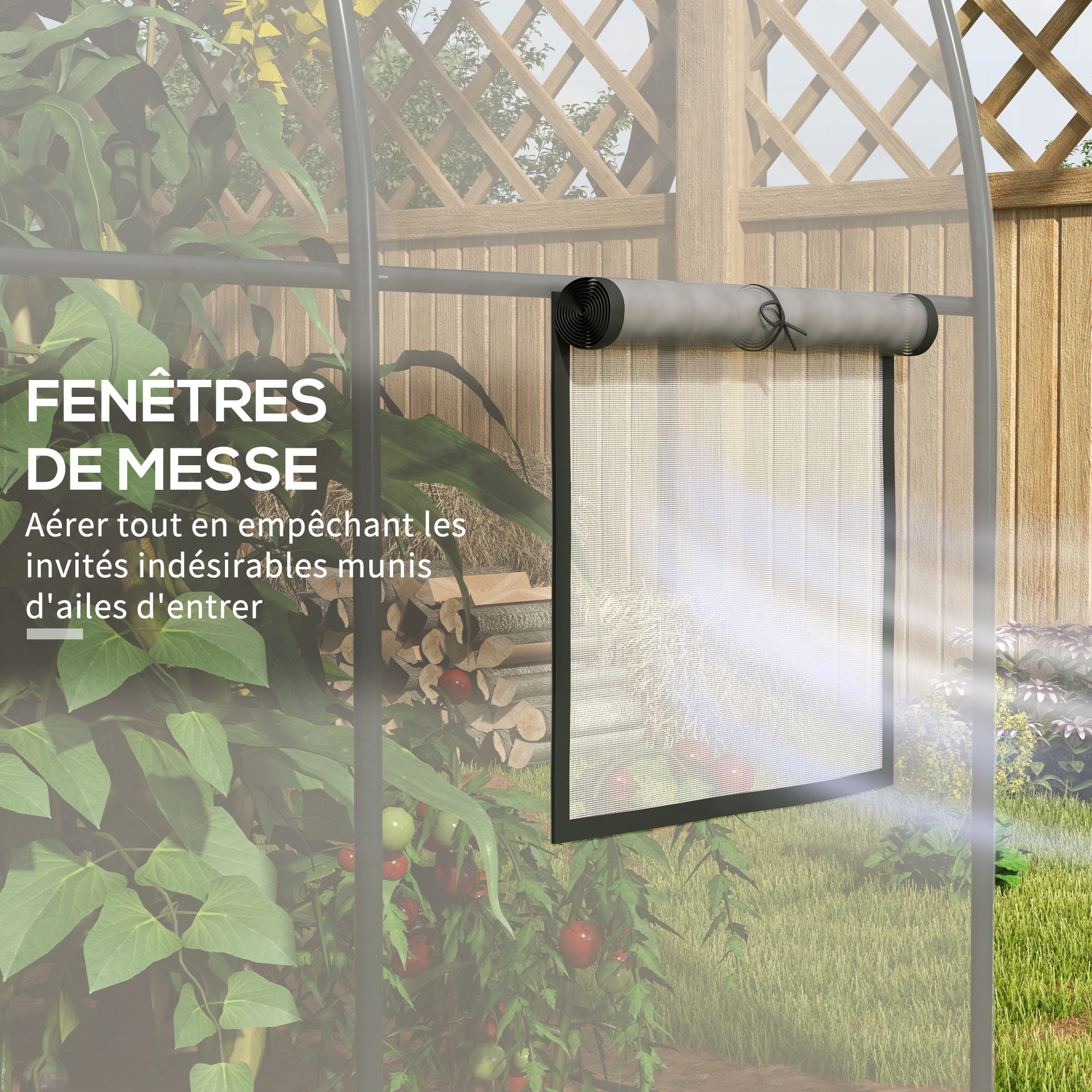 Garden Greenhouse Tunnel Tomato Greenhouse Ground Surface 6 m² 3L x 2W x 2H m Reinforced Tubular Frame Zippered Door 2 Roll-Up Windows - Transparent