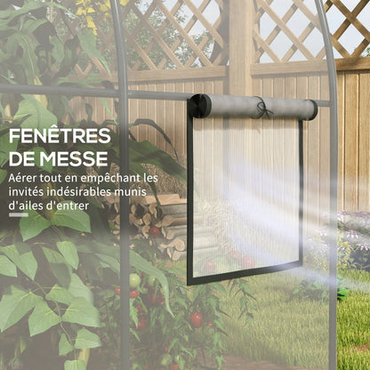 Garden Greenhouse Tunnel Tomato Greenhouse Ground Surface 6 m² 3L x 2W x 2H m Reinforced Tubular Frame Zippered Door 2 Roll-Up Windows - Transparent