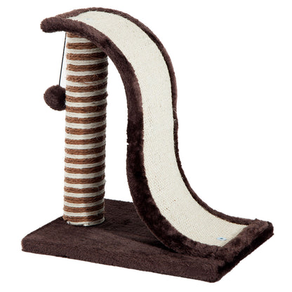 PawHut Cat Scratcher Tree with Natural Sisal Post and Play Ball 35x30x39cm Brown