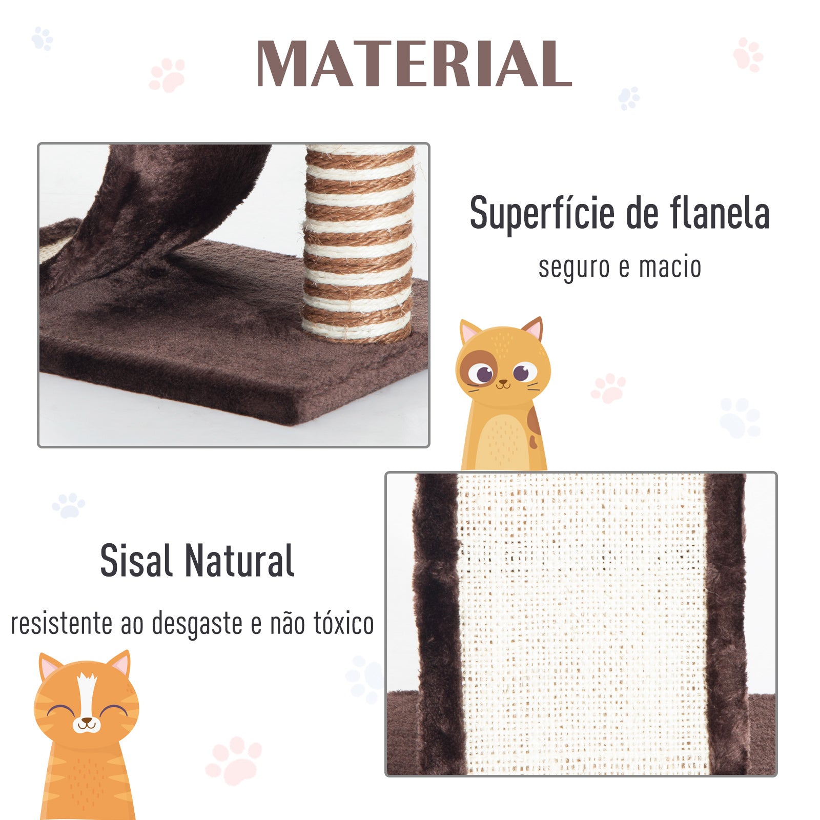 PawHut Cat Scratcher Tree with Natural Sisal Post and Play Ball 35x30x39cm Brown