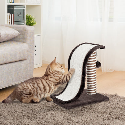 PawHut Cat Scratcher Tree with Natural Sisal Post and Play Ball 35x30x39cm Brown