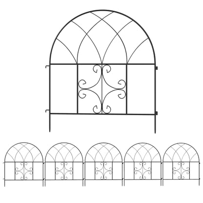 Garden Fence Steel 300 cm x 70 cm High Decorative Grid Fence Set Fence Elements Landscape Fence Arch Fence for Dogs Dog Fence for Garden Flower Beds Animal Barrier Outdoor Area Black