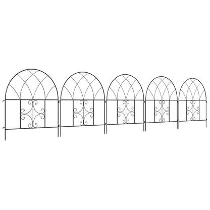 Garden Fence Steel 300 cm x 70 cm High Decorative Grid Fence Set Fence Elements Landscape Fence Arch Fence for Dogs Dog Fence for Garden Flower Beds Animal Barrier Outdoor Area Black