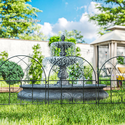 Garden Fence Steel 300 cm x 70 cm High Decorative Grid Fence Set Fence Elements Landscape Fence Arch Fence for Dogs Dog Fence for Garden Flower Beds Animal Barrier Outdoor Area Black