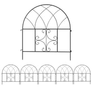 Garden Fence Steel 300 cm x 70 cm High Decorative Grid Fence Set Fence Elements Landscape Fence Arch Fence for Dogs Dog Fence for Garden Flower Beds Animal Barrier Outdoor Area Black