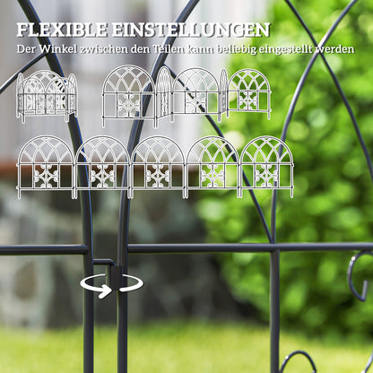 Garden Fence Steel 300 cm x 70 cm High Decorative Grid Fence Set Fence Elements Landscape Fence Arch Fence for Dogs Dog Fence for Garden Flower Beds Animal Barrier Outdoor Area Black