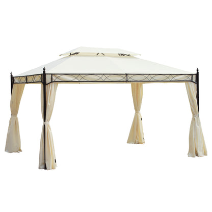 Luxury Pavilion Garden Gazebo Party Tent Marquee Pagoda 3x4m Cream