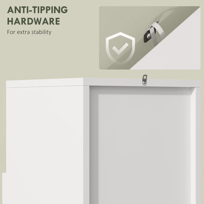 Narrow Bathroom Cabinet with Adjustable Shelves & Open Cubby, Soft‑Close Door — 11.8 x 11.8 x 28.1 in, White/Natural