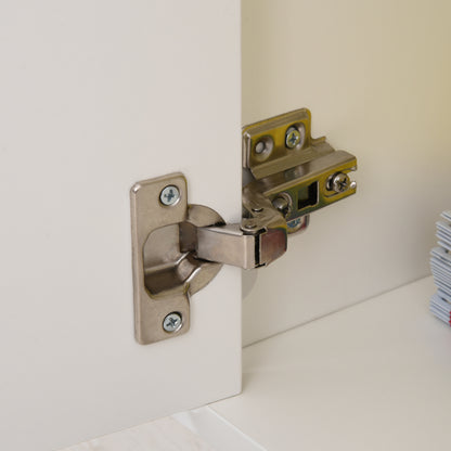 Office File Cart with 2 Keys, Drawer, Cabinet, and 4 Wheels in White Wood, 40x35x60cm