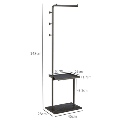 Coat Rack with Shelves and Hooks, Coat Stand, Modern Wardrobe for Clothes, Hats, Bags, for Hallway, Living Room, Black