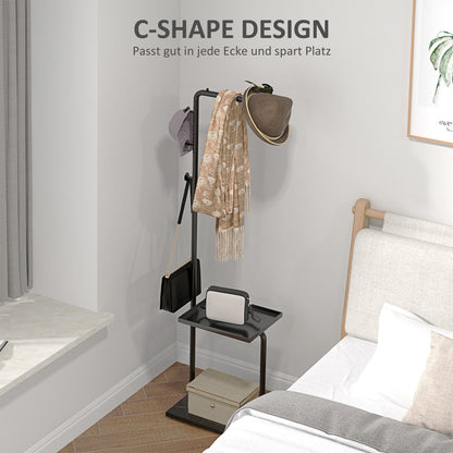 Coat Rack with Shelves and Hooks, Coat Stand, Modern Wardrobe for Clothes, Hats, Bags, for Hallway, Living Room, Black