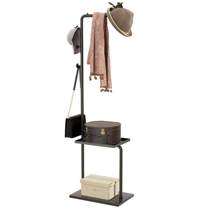 Coat Rack with Shelves and Hooks, Coat Stand, Modern Wardrobe for Clothes, Hats, Bags, for Hallway, Living Room, Black