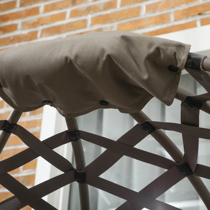 2-Piece Garden Chair Set, Rattan Chair with Foldable Seat Basket, including 2-in-1 Stool, Cushion, Lounge Chair for Balcony, Patio, Steel, Sand, 118 x 75 x 142 cm