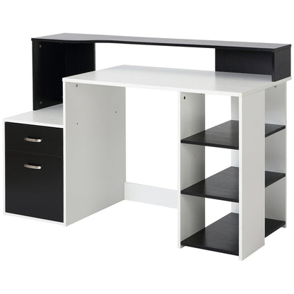 Computer Desk with Multimedia Storage Design Multi-Storage 137 L x 55 W x 92 H cm Black and White