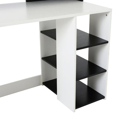 Computer Desk with Multimedia Storage Design Multi-Storage 137 L x 55 W x 92 H cm Black and White
