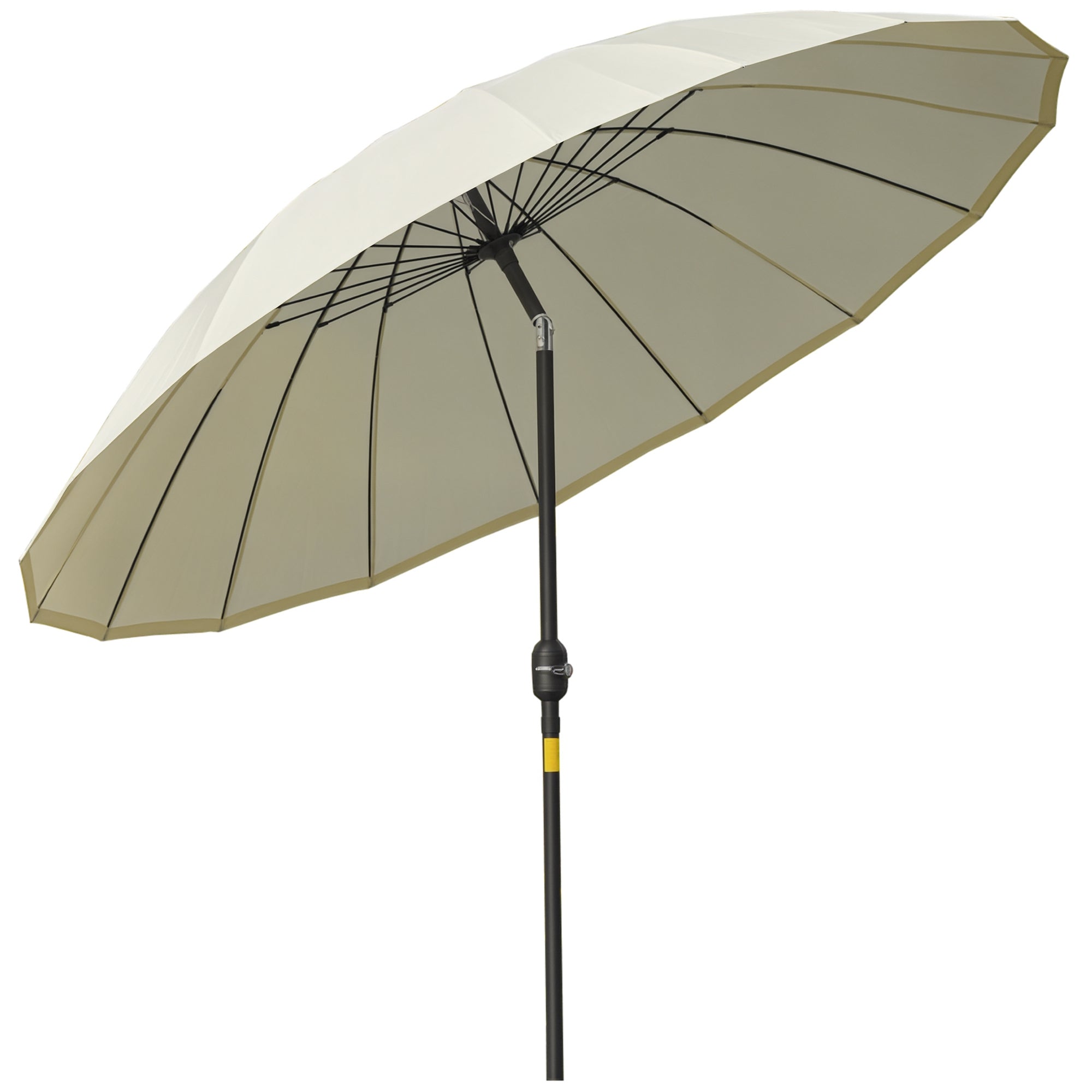 Straight Tilt Garden Parasol Round with 18 Ribs Crank Metal Mast Fiberglass Ø 2.5 m High-Density Polyester Beige