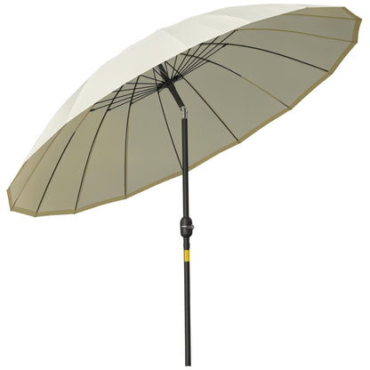 Straight Tilt Garden Parasol Round with 18 Ribs Crank Metal Mast Fiberglass Ø 2.5 m High-Density Polyester Beige