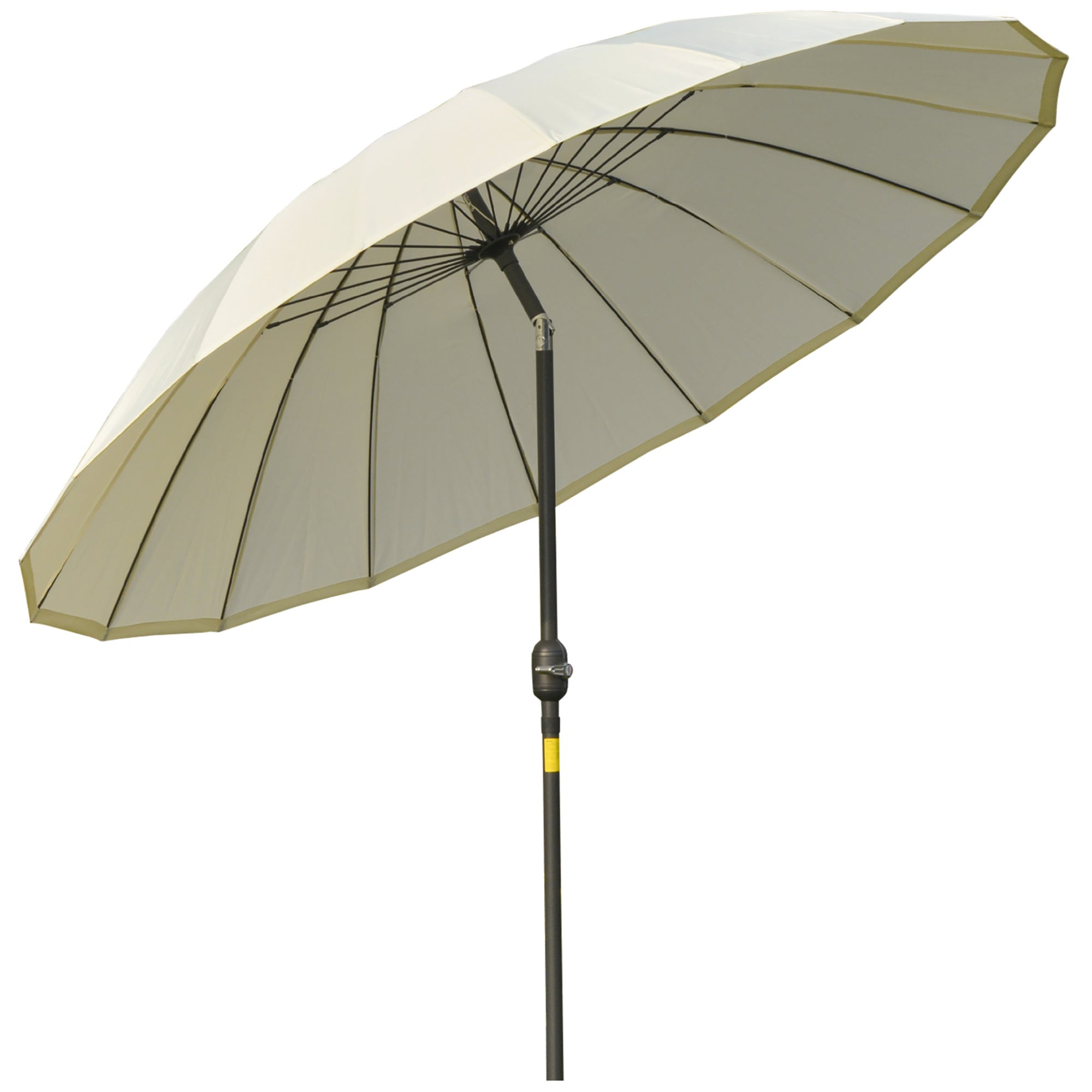 Straight Tilt Garden Parasol Round with 18 Ribs Crank Metal Mast Fiberglass Ø 2.5 m High-Density Polyester Beige