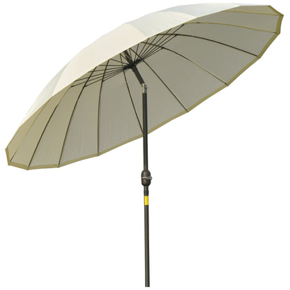 Straight Tilt Garden Parasol Round with 18 Ribs Crank Metal Mast Fiberglass Ø 2.5 m High-Density Polyester Beige