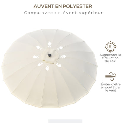 Straight Tilt Garden Parasol Round with 18 Ribs Crank Metal Mast Fiberglass Ø 2.5 m High-Density Polyester Beige