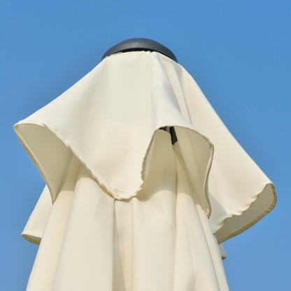 Straight Tilt Garden Parasol Round with 18 Ribs Crank Metal Mast Fiberglass Ø 2.5 m High-Density Polyester Beige