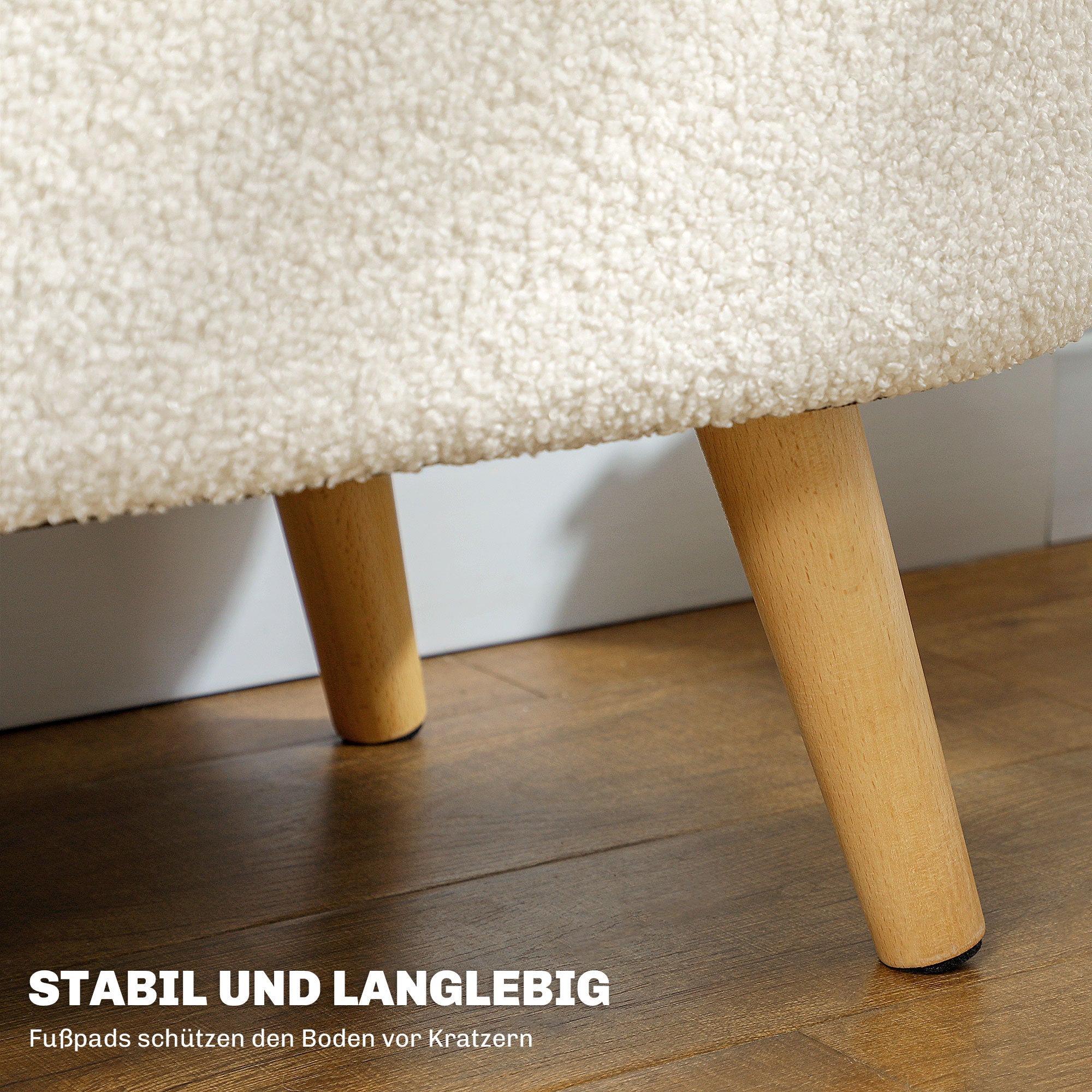 Storage Bench, Upholstered Bench with Lid, Bed Bench with Teddy Velvet Look, for Hallway Bedroom Living Room, Wooden Frame 82 x 41 x 45 cm White